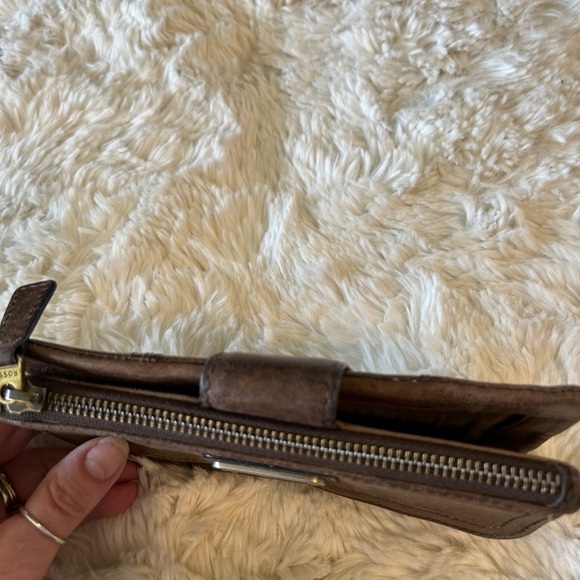 VTG FOSSIL BROWN LAMBS LEATHER WALLET - Picture 12 of 13
